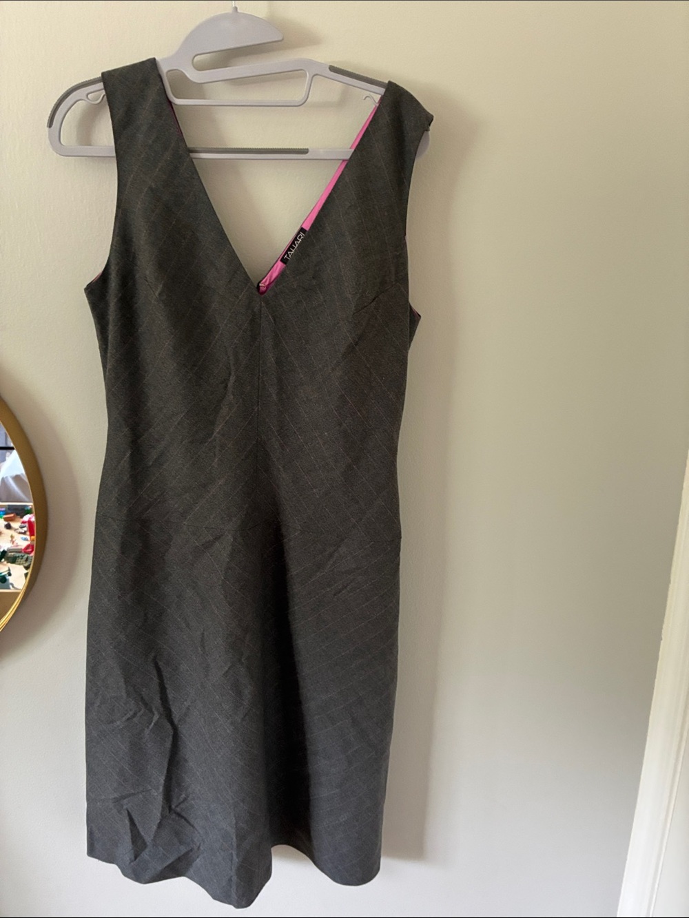 Sleeveless V-Neck Gray Sheath Dress